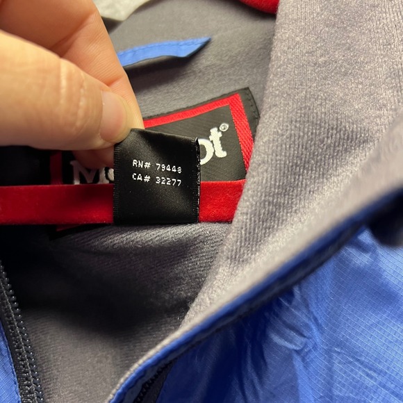 Marmot Blue Lightweight Full Zip Jacket Lined Small Pit Vents Outdoor Hiking - Picture 6 of 14